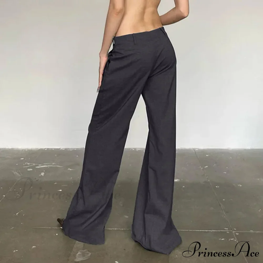 Grey Flared Palazzo Wide Leg Trousers - Image 4