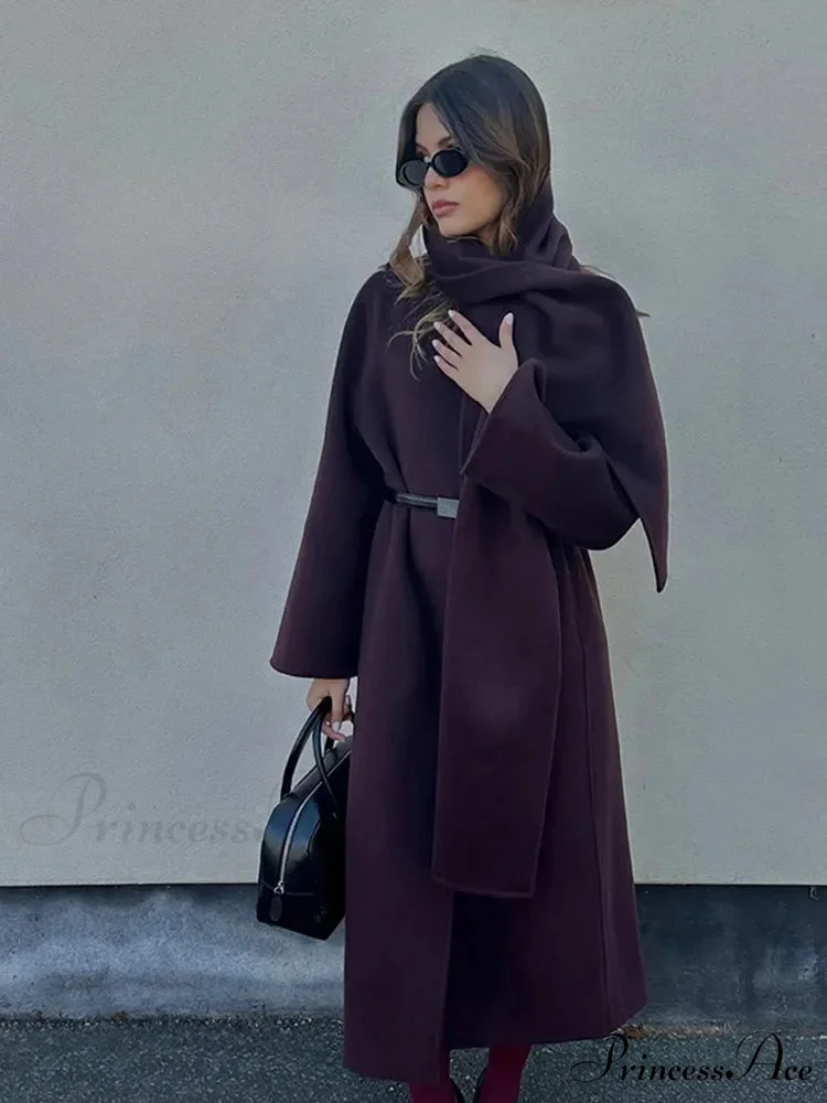 Grey Woolen Folded Collar Overcoat - Image 4