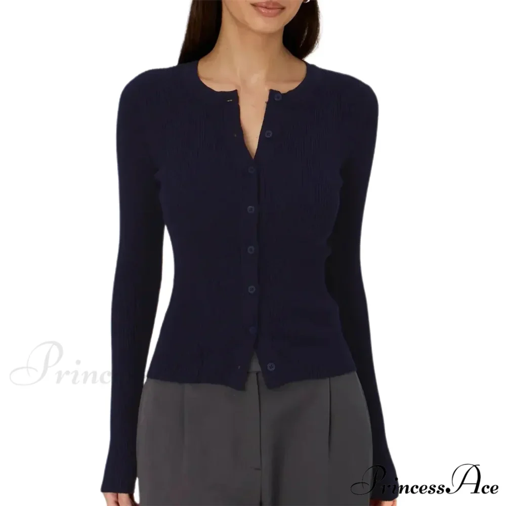 Grooved Slender Button-Up Extended Sleeve Cardigan - Image 11