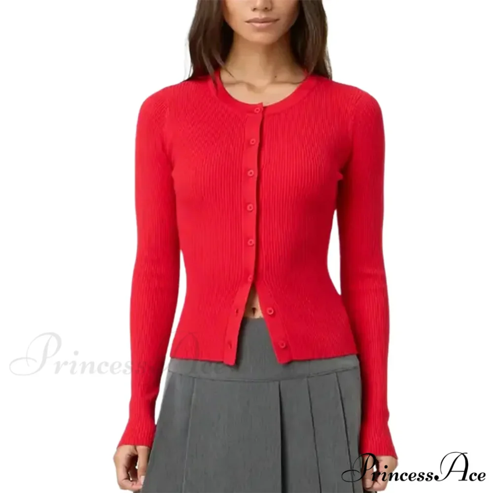 Grooved Slender Button-Up Extended Sleeve Cardigan - Image 12