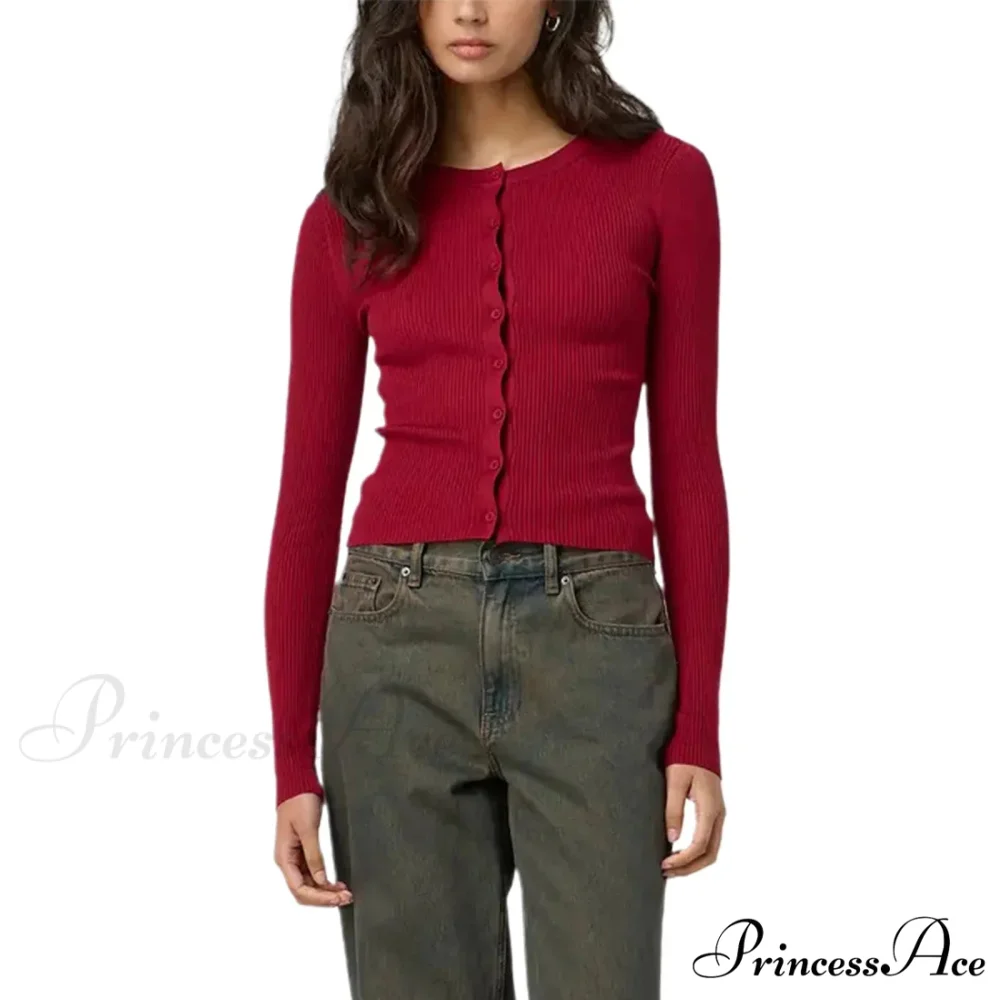 Grooved Slender Button-Up Extended Sleeve Cardigan - Image 13