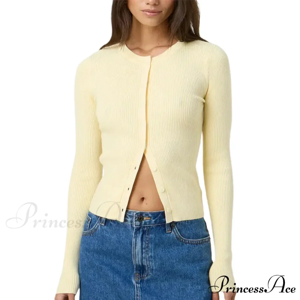 Grooved Slender Button-Up Extended Sleeve Cardigan - Image 14