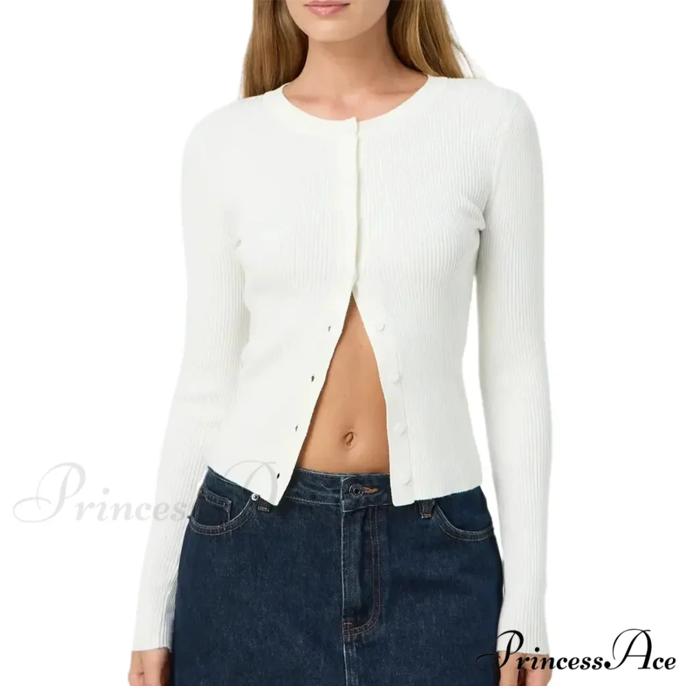 Grooved Slender Button-Up Extended Sleeve Cardigan - Image 15