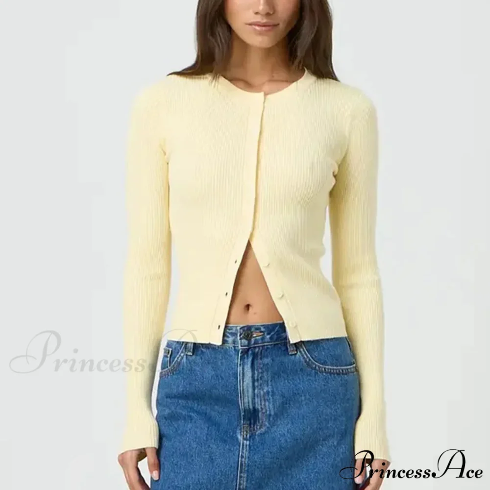 Grooved Slender Button-Up Extended Sleeve Cardigan - Image 4