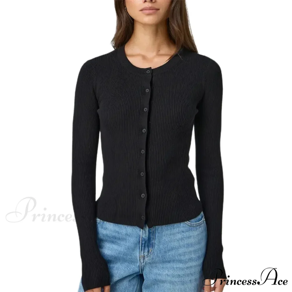 Grooved Slender Button-Up Extended Sleeve Cardigan - Image 7