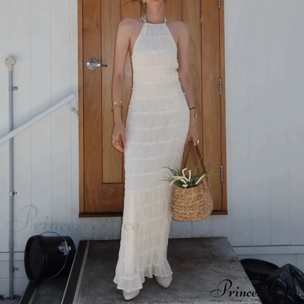 Halter Folded Bohemian Holiday Dress - Image 2