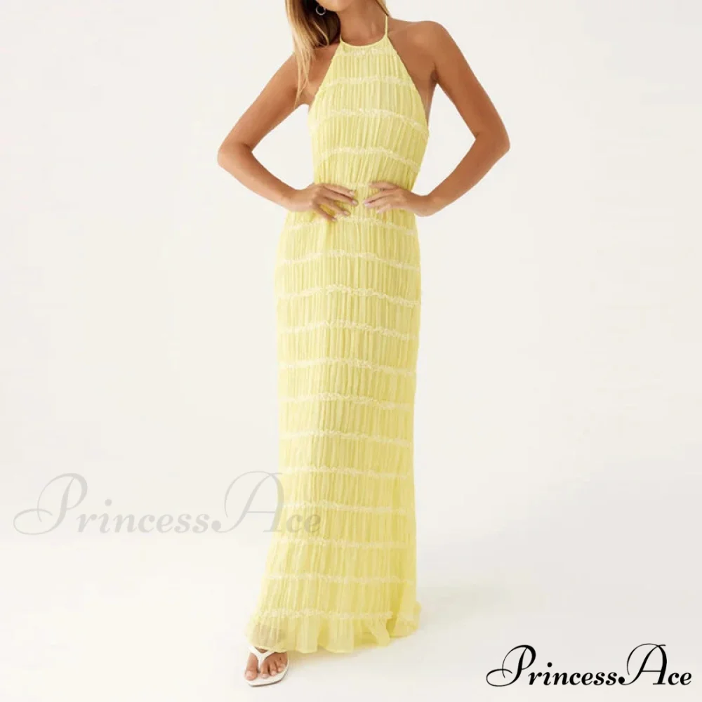 Halter Folded Bohemian Holiday Dress - Image 4