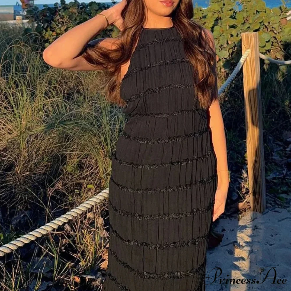 Halter Folded Bohemian Holiday Dress - Image 5