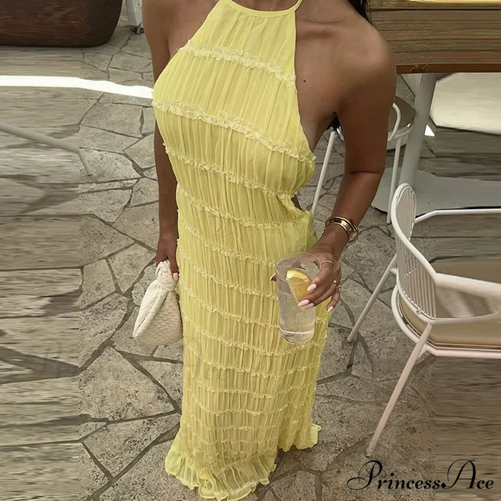 Halter Folded Bohemian Holiday Dress - Image 7