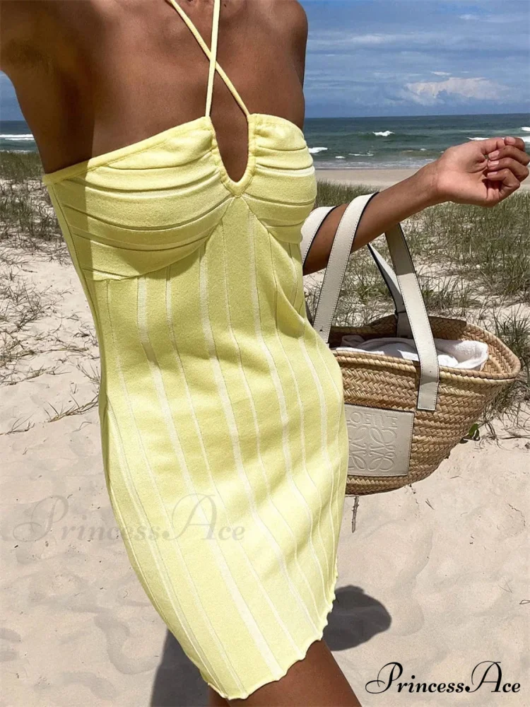 Halter Knitted Envelop Mini Dress - Image 2