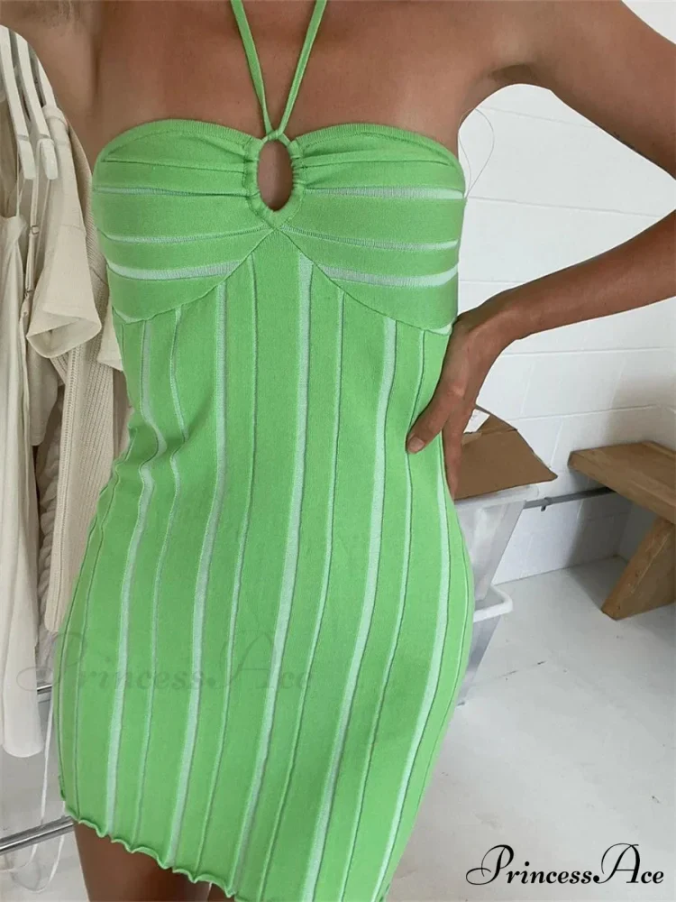 Halter Knitted Envelop Mini Dress - Image 3