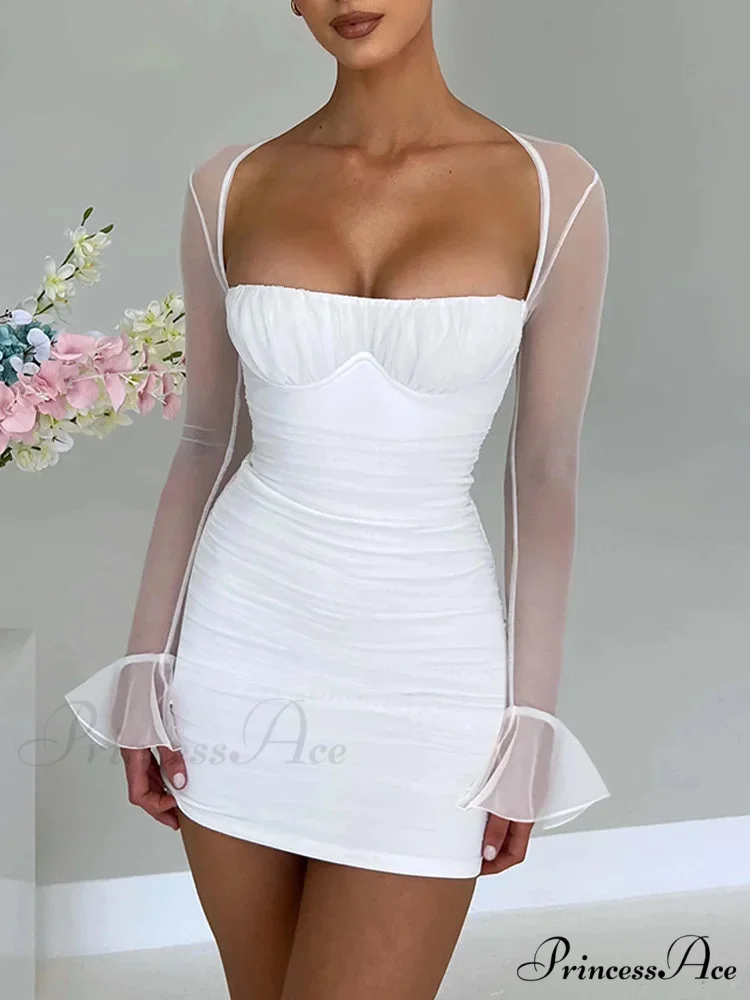 Halter Lace-Up Flower Mini Dress - Image 3