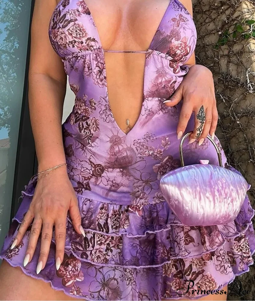 Halter Lace-Up Frilled Mini Dress - Image 2