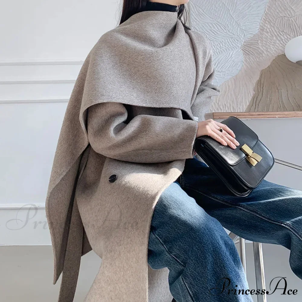 Handcrafted Cashmere Wool Cinched Overcoat - Image 4