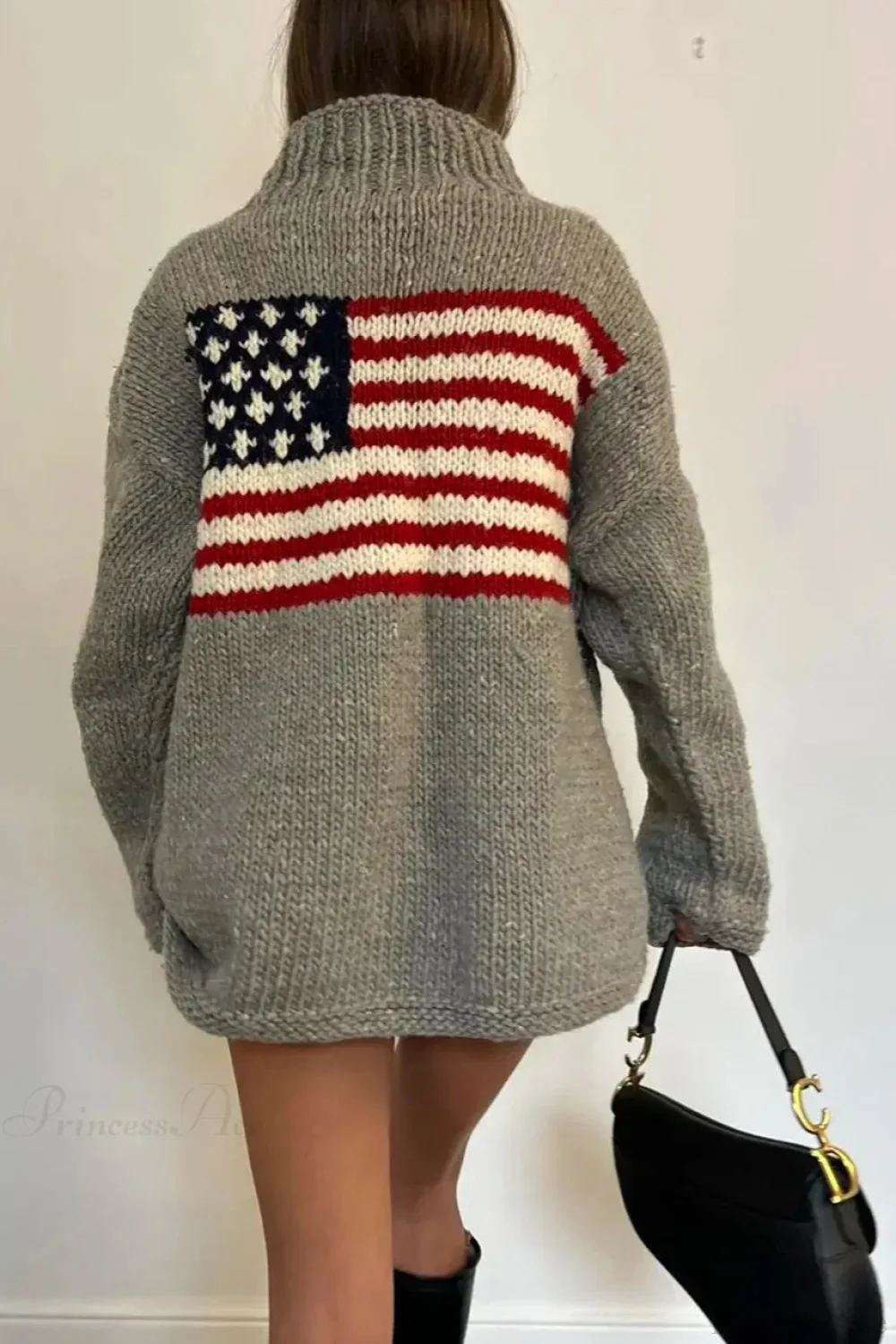 Harajuku Retro US Flag High Neck Sweater - Image 6