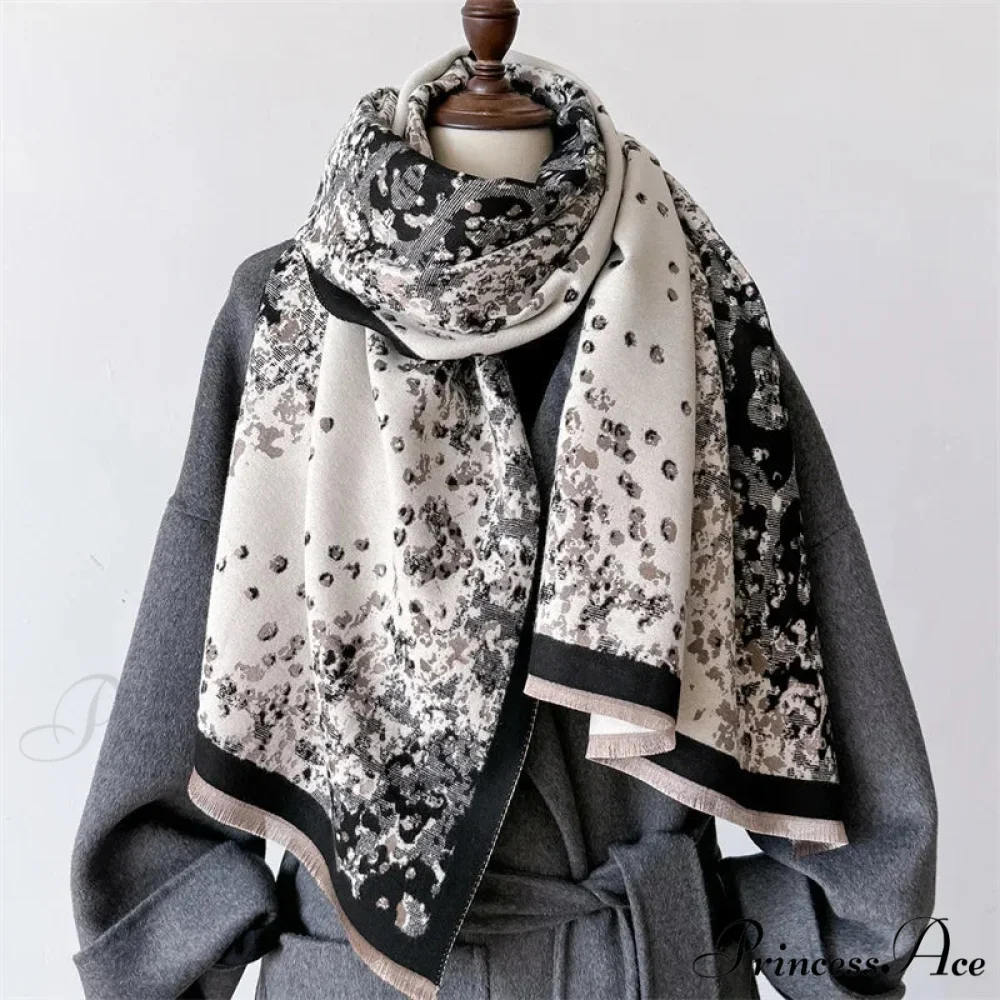 High-end Brand Cashmere Floral Scarf - Image 3