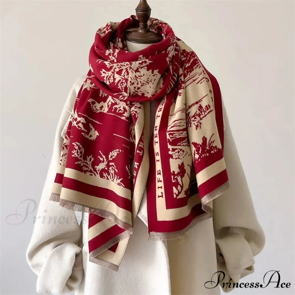 High-end Brand Cashmere Floral Winter Scarf - Image 12