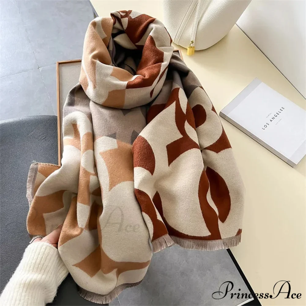 High-end Brand Cashmere Floral Winter Scarf - Image 3