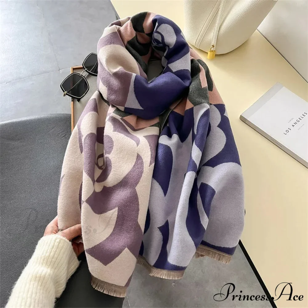 High-end Brand Cashmere Floral Winter Scarf - Image 6