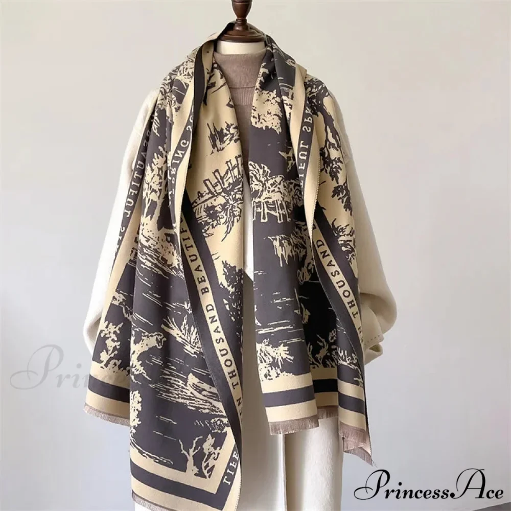 High-end Brand Cashmere Floral Winter Scarf - Image 7