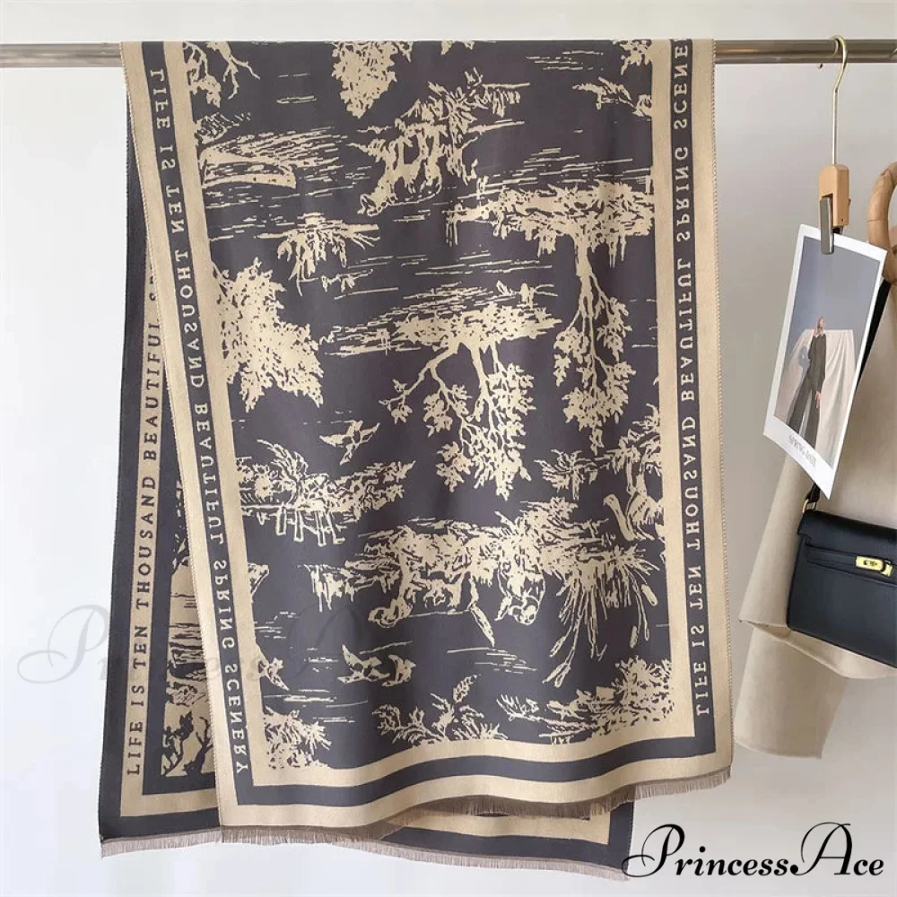 High-end Brand Cashmere Floral Winter Scarf - Image 8