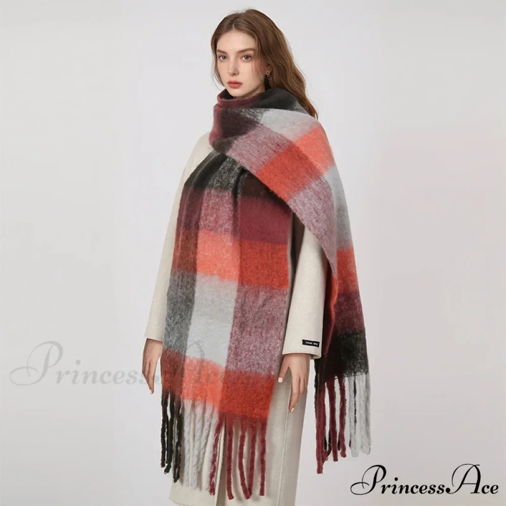 High-end Cashmere Vibrant Solid Color Scarf - Image 4