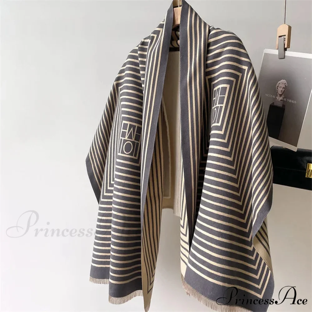 High-end Line Pattern Cashmere Scarf - Image 2