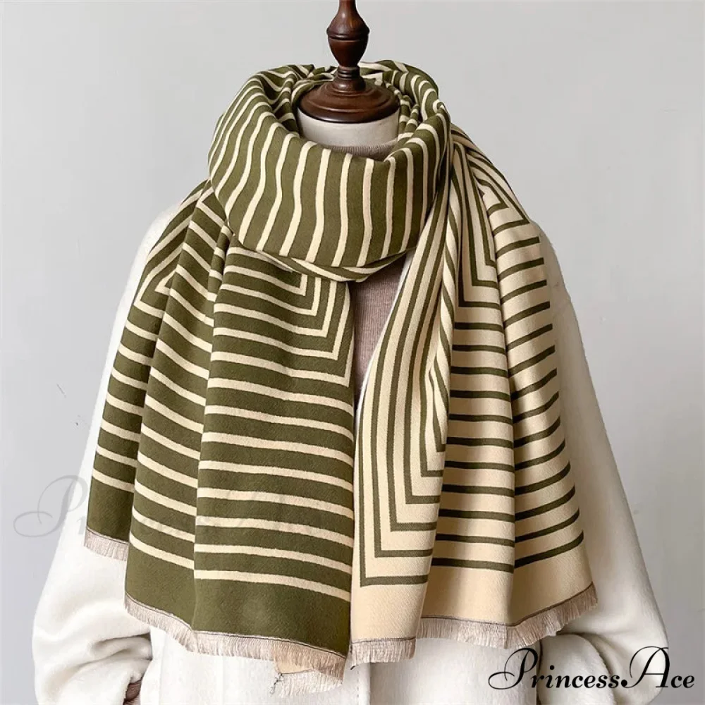 High-end Line Pattern Cashmere Scarf - Image 4