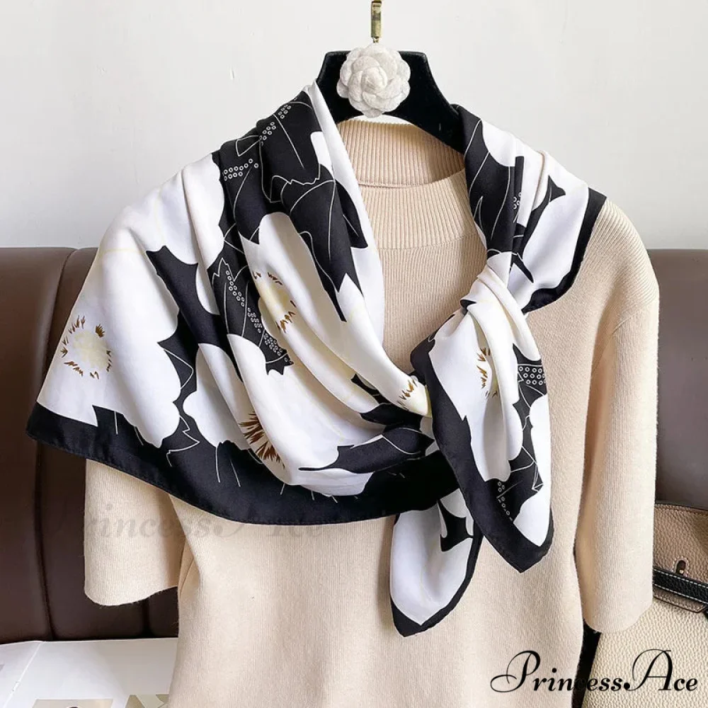 High-end Twill Silk Square Headband Scarf - Image 3