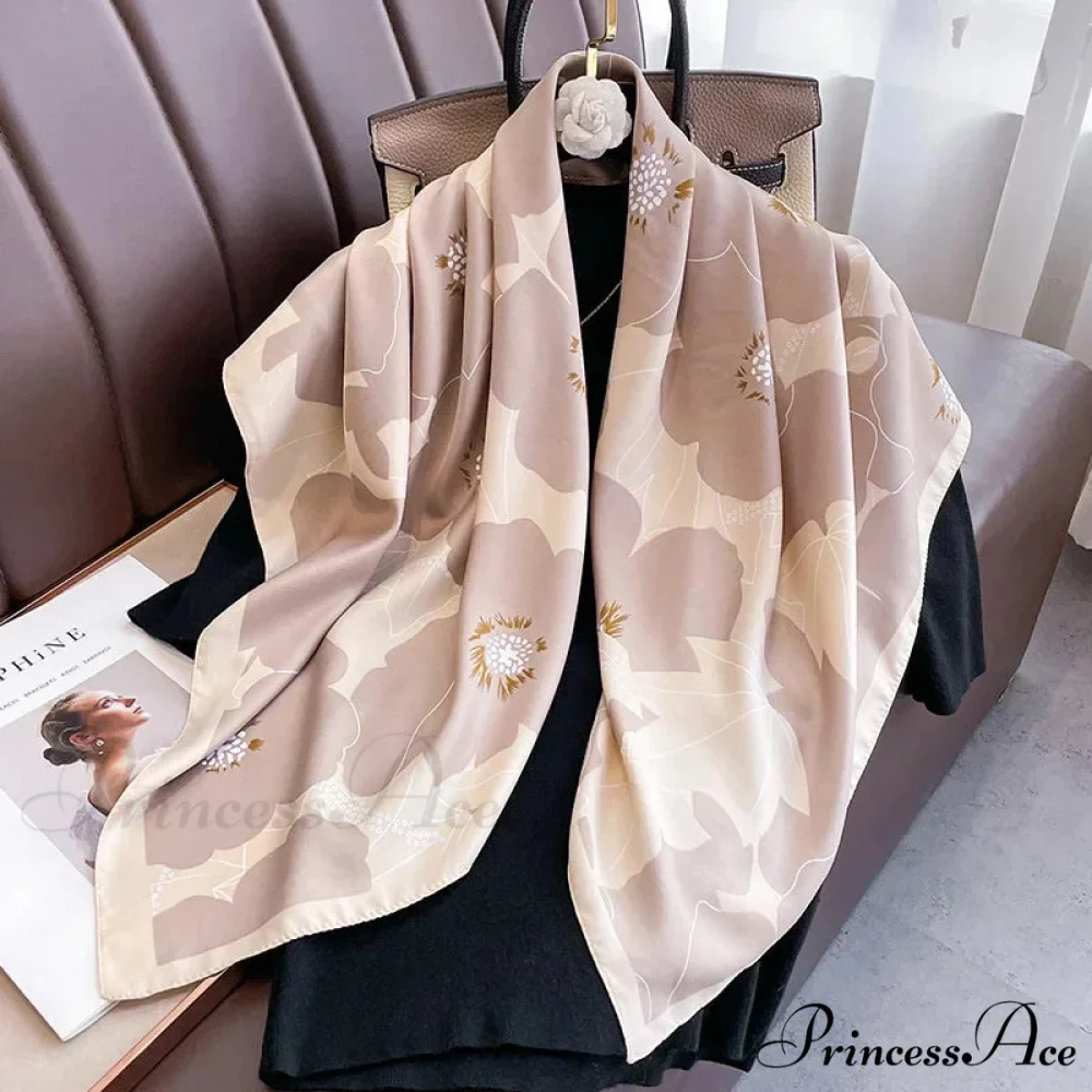 High-end Twill Silk Square Headband Scarf - Image 7