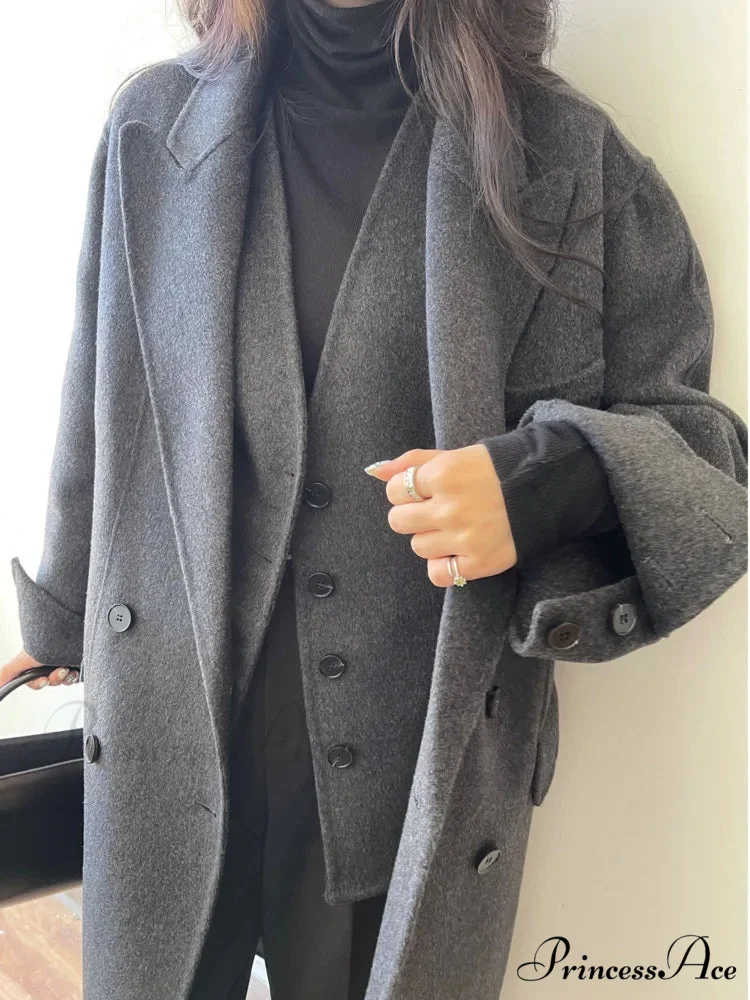 High-end Wool Cashmere Reversible Overcoat - Image 2