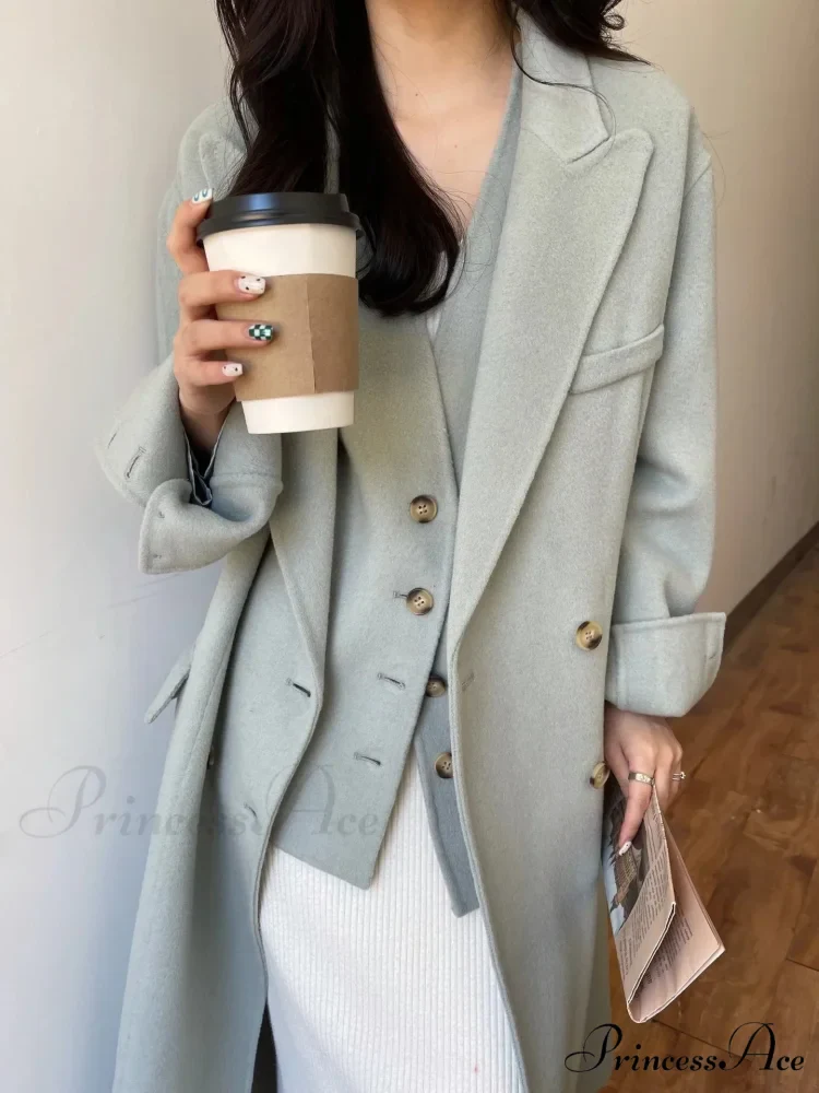 High-end Wool Cashmere Reversible Overcoat - Image 8