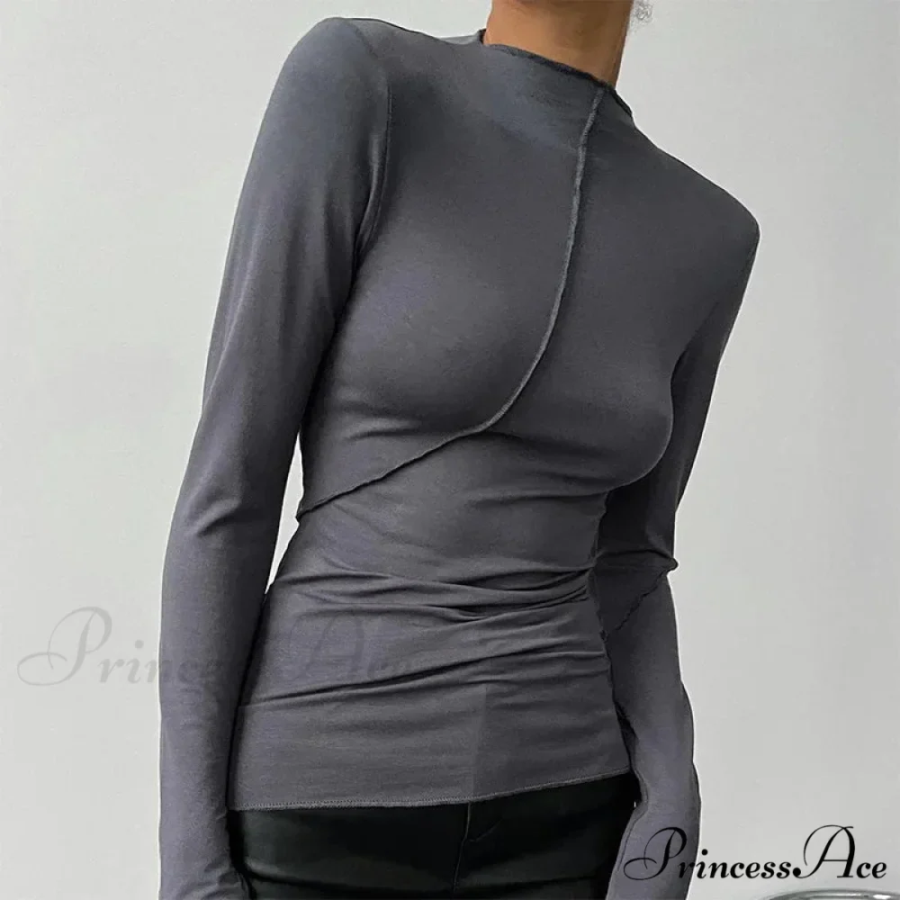 High-neck 2000s Long Sleeve Informal Fitted Knit Top - Image 10