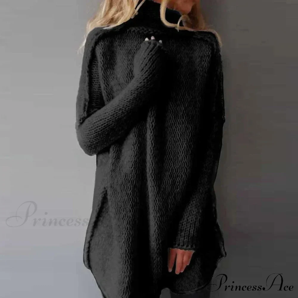 High-neck Baggy Simple Jumper - Image 2