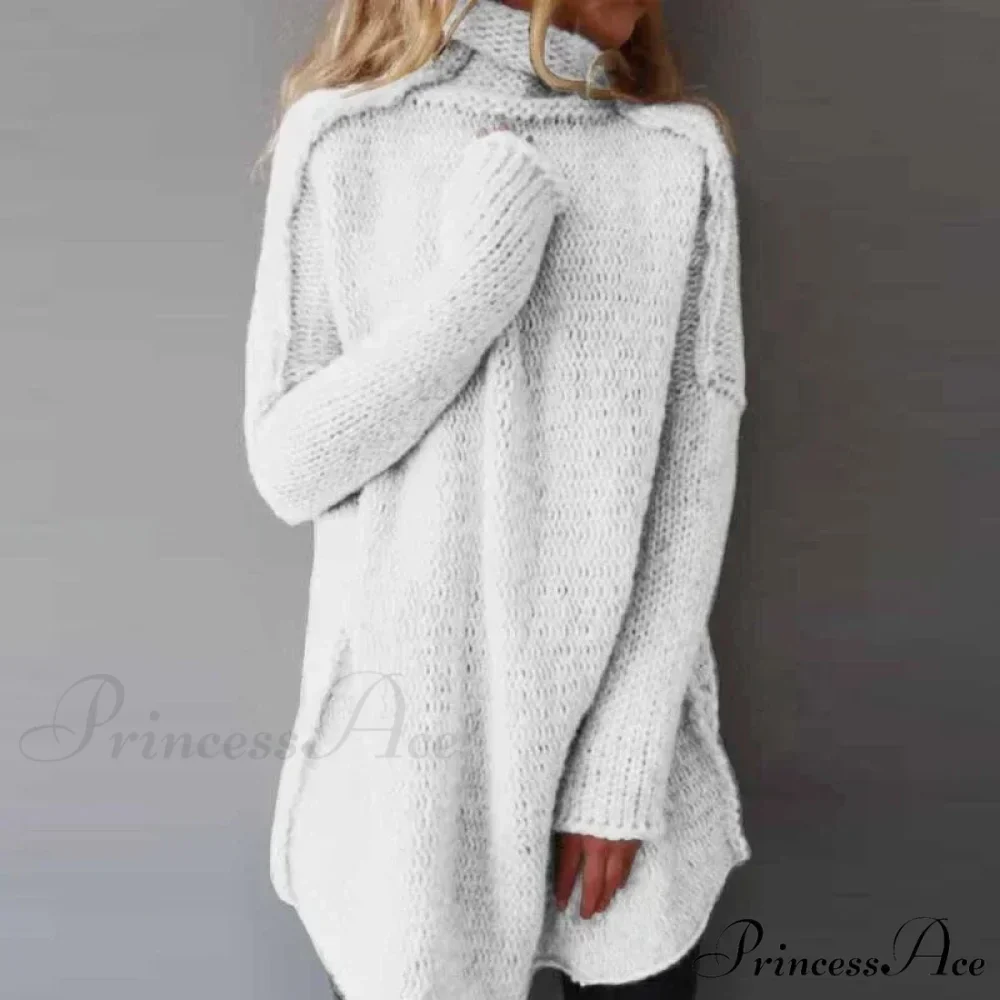 High-neck Baggy Simple Jumper - Image 3