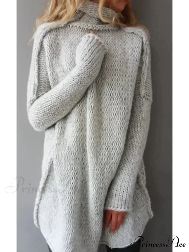 High-neck Baggy Simple Jumper - Image 4
