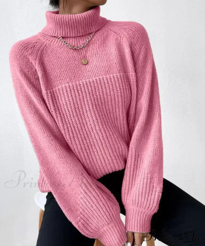 High-neck Crisscross Jacquard Pullover - Image 10