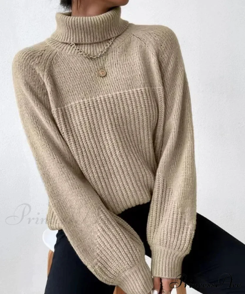 High-neck Crisscross Jacquard Pullover - Image 11