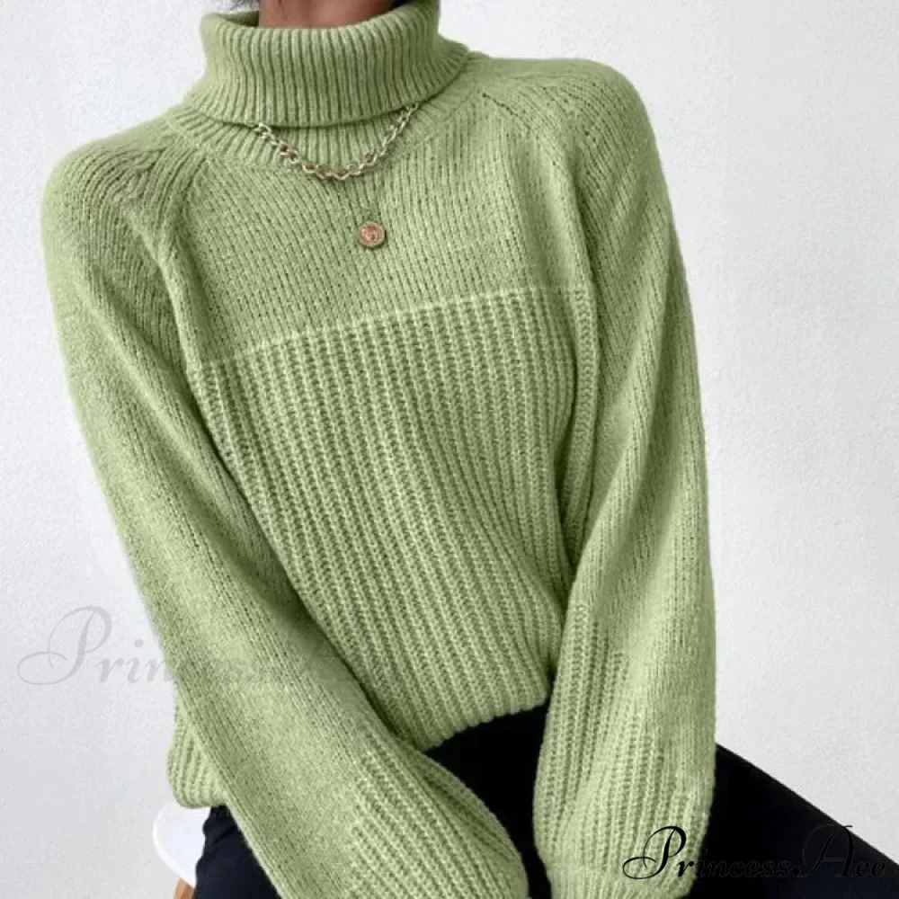 High-neck Crisscross Jacquard Pullover - Image 2