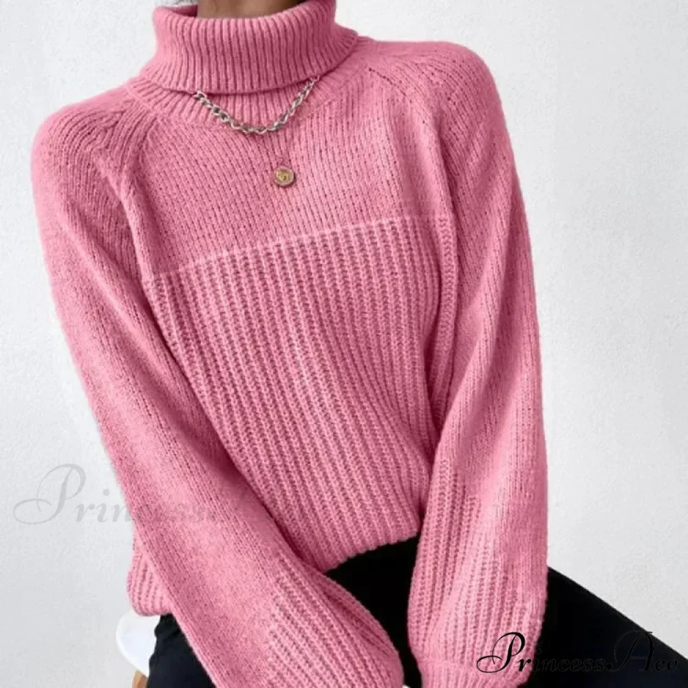 High-neck Crisscross Jacquard Pullover - Image 3