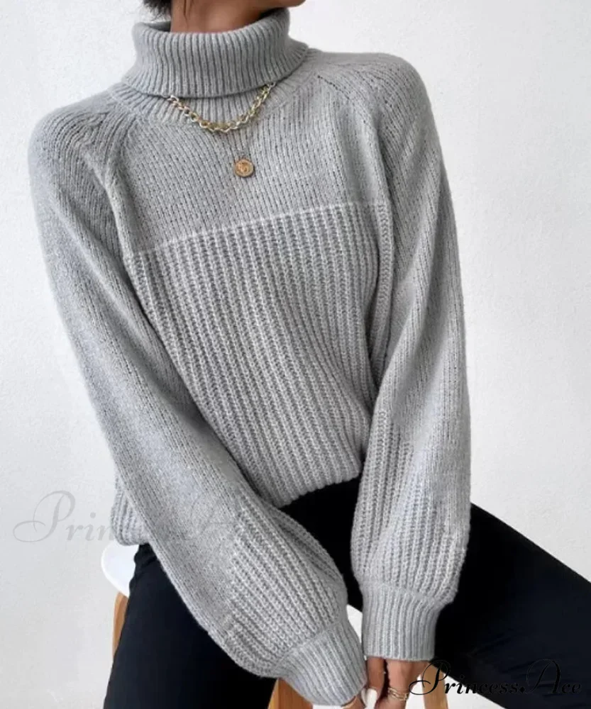 High-neck Crisscross Jacquard Pullover - Image 6