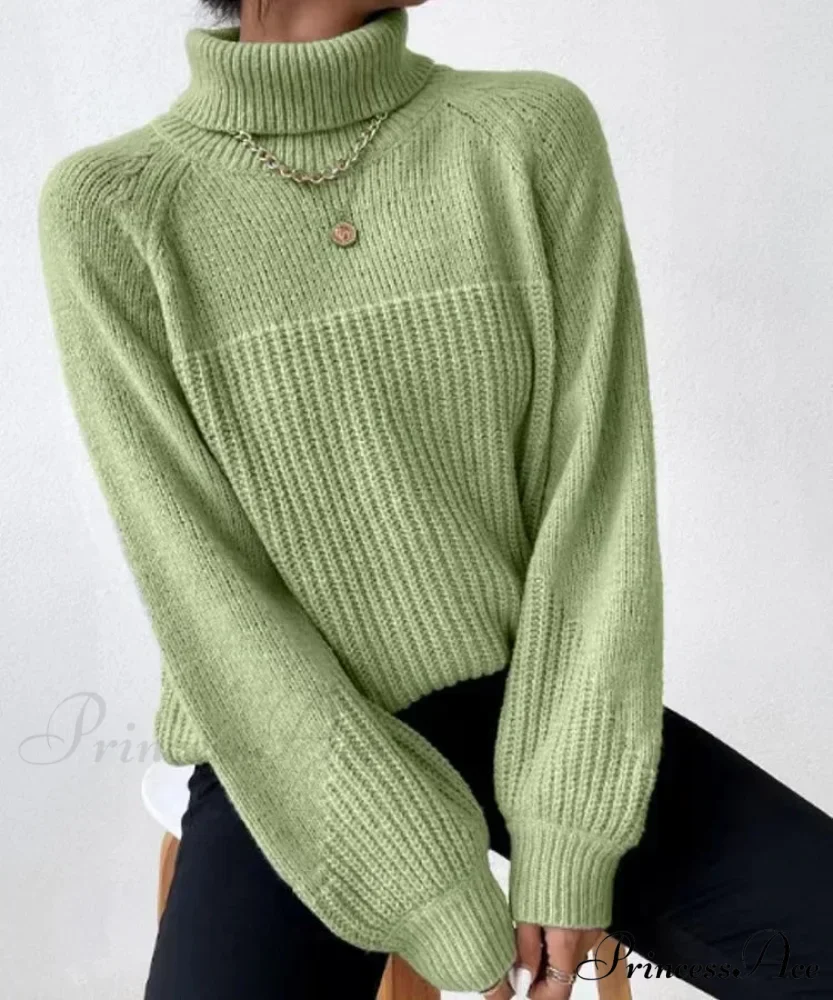 High-neck Crisscross Jacquard Pullover - Image 7