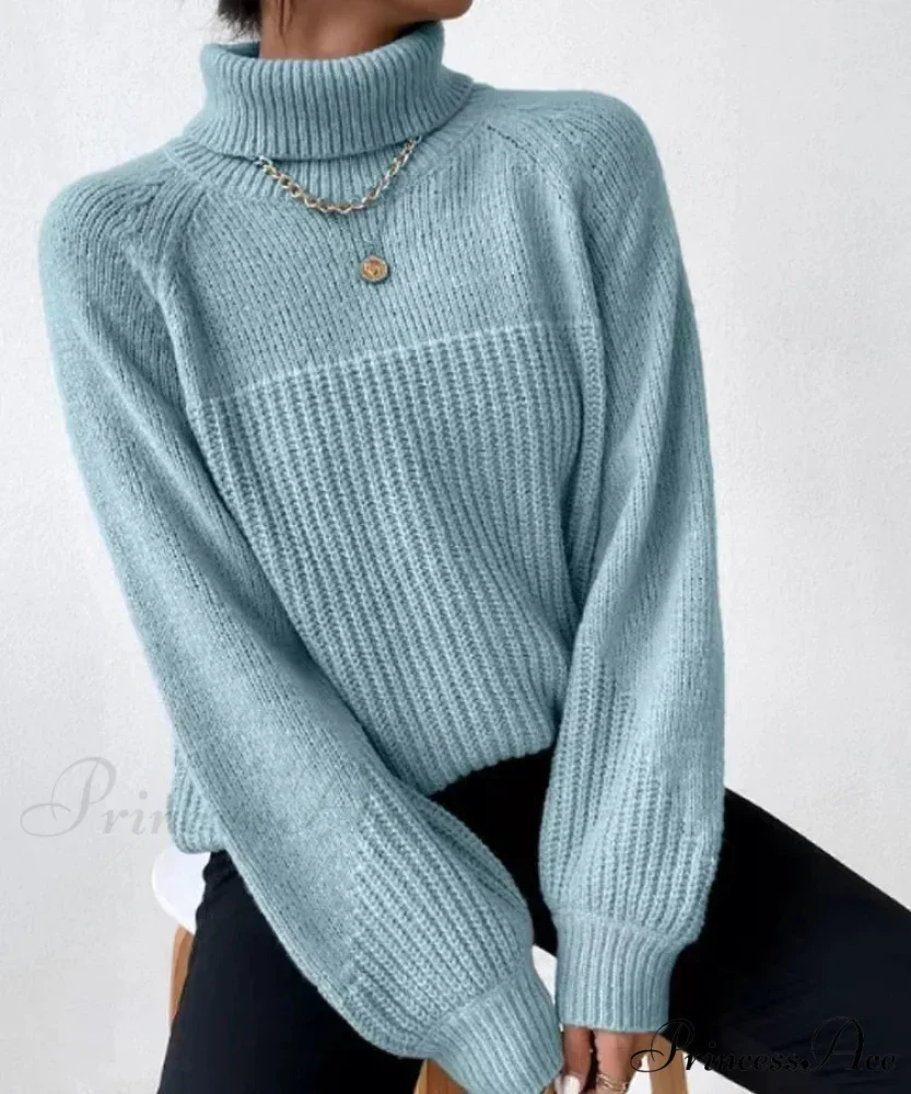High-neck Crisscross Jacquard Pullover - Image 8