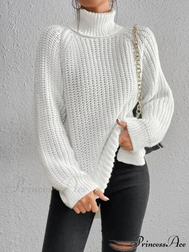 High-neck Divided Knitted Chunky Jumper - Image 2