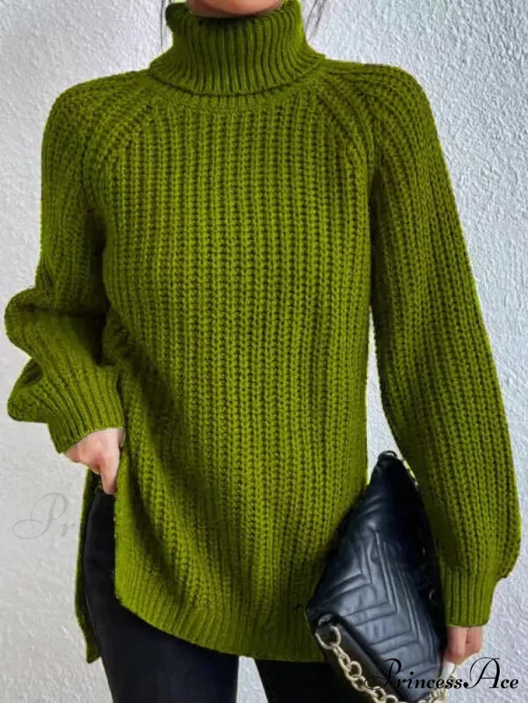 High-neck Divided Knitted Chunky Jumper - Image 5