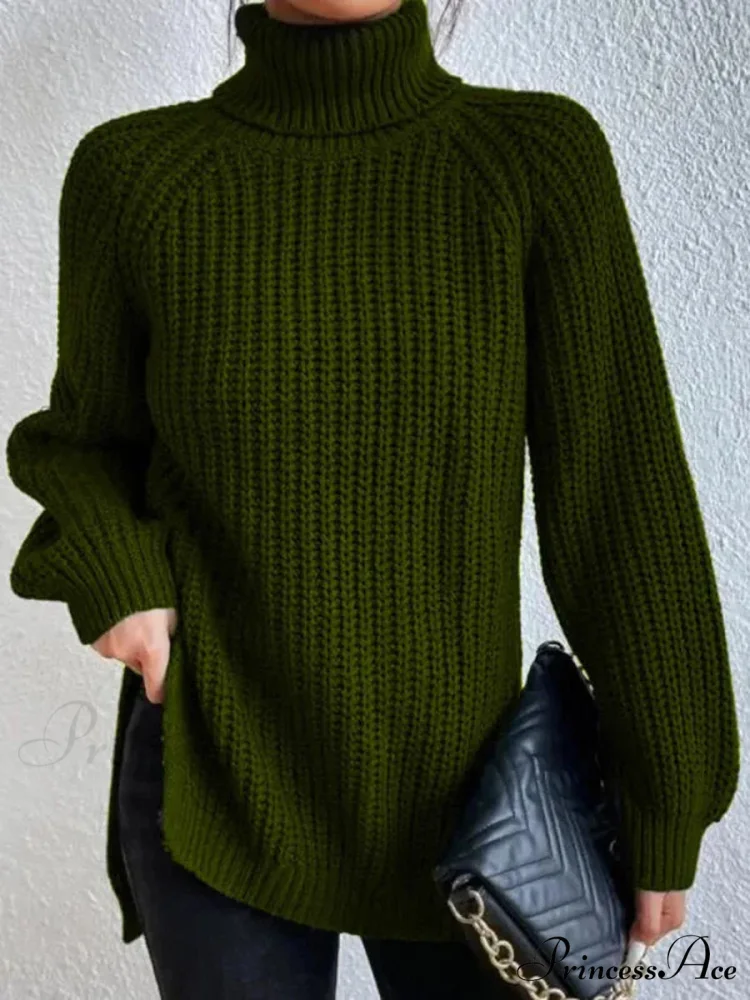 High-neck Divided Knitted Chunky Jumper - Image 6