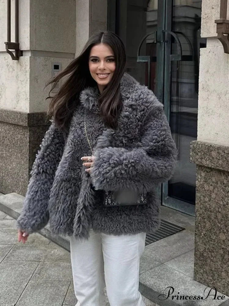 High Neck Grey Cozy Puffy Jacket - Image 3