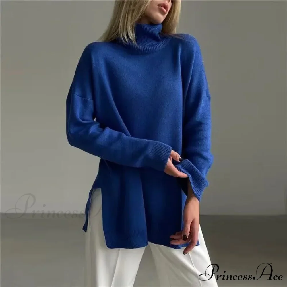 High-neck Informal Long-Sleeved Knitted Jumper - Image 11