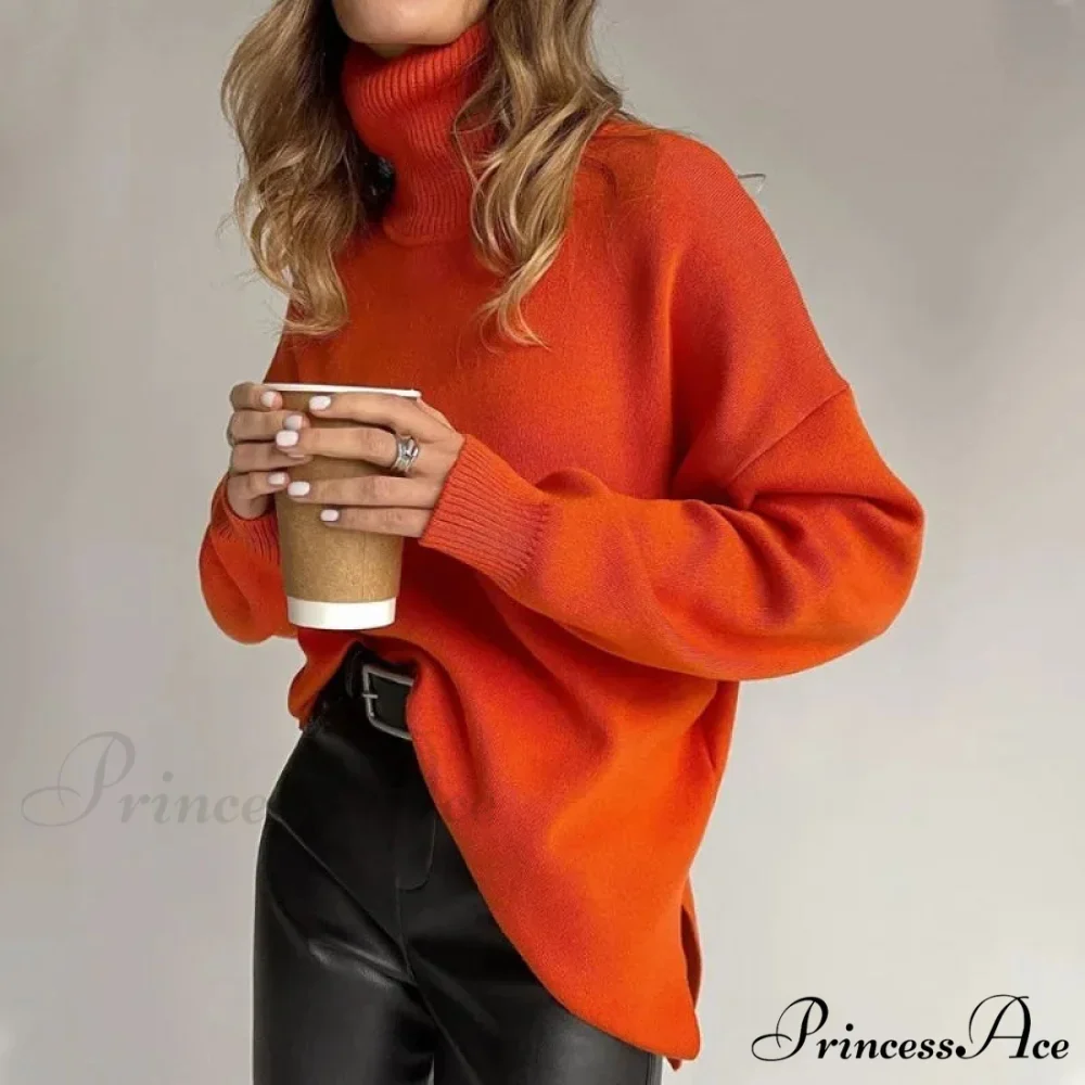 High-neck Informal Long-Sleeved Knitted Jumper - Image 12