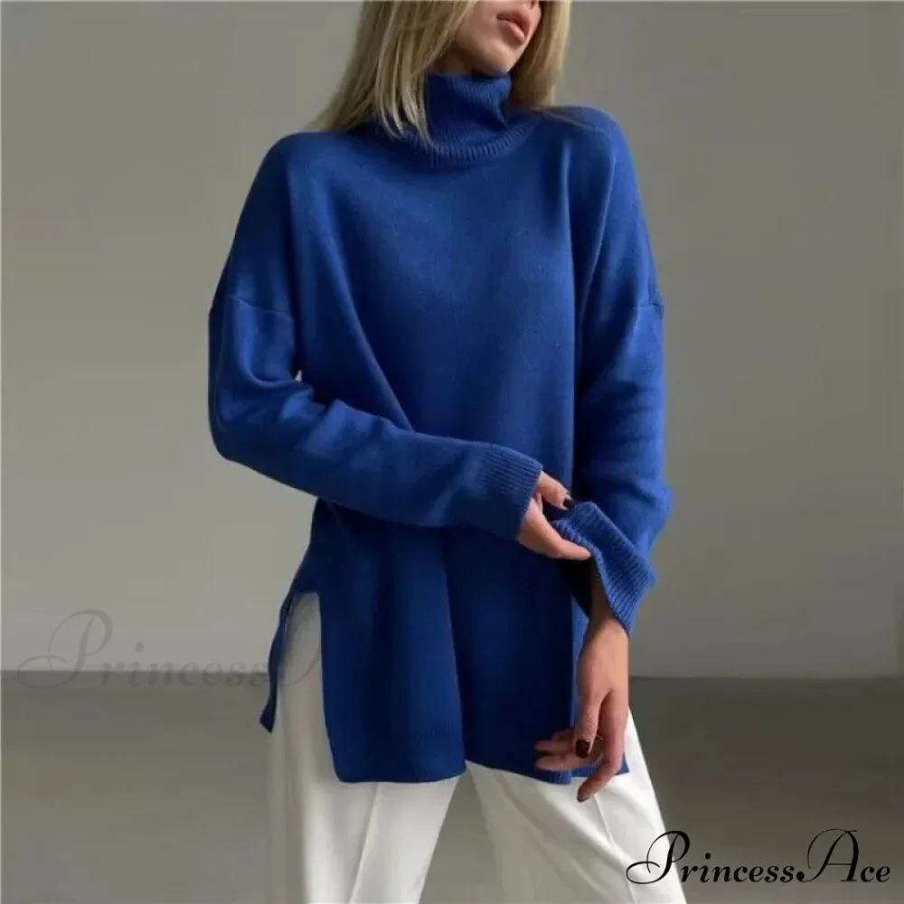 High-neck Informal Long-Sleeved Knitted Jumper - Image 2